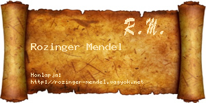 Rozinger Mendel névjegykártya